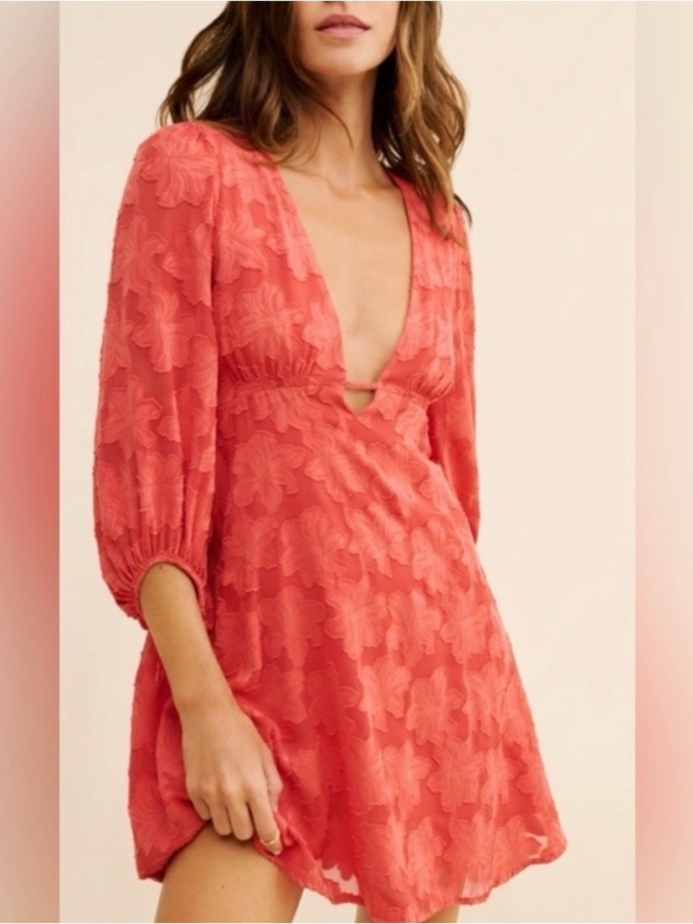 Anthropologie Jacquard Plunge Mini Dress in Raspberry   Size 18W